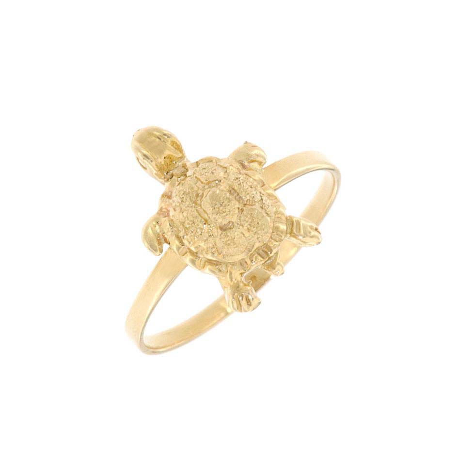 Anillo de Oro 14k Tortuga de la Suerte