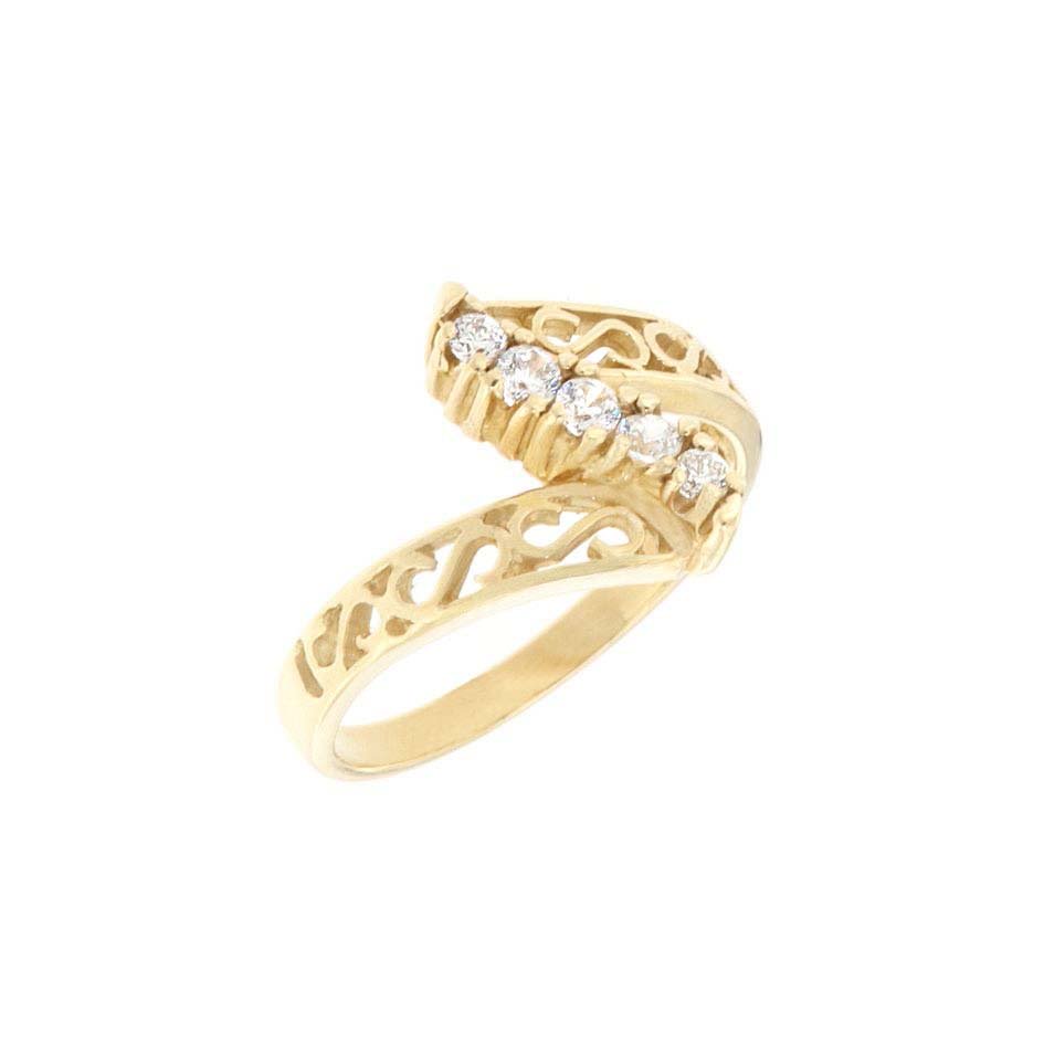 Anilo de Oro 14k Barroco con Circonias